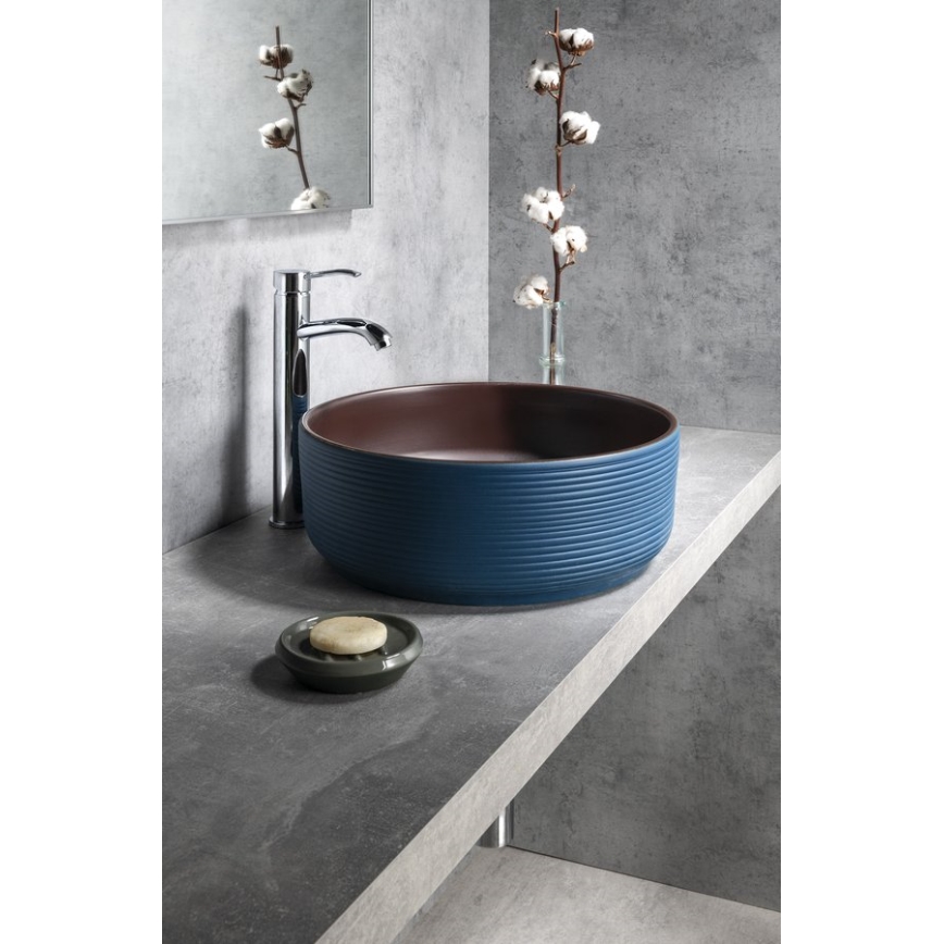Sapho - PRIORI countertop basin Ø 41 cm brown/blue
