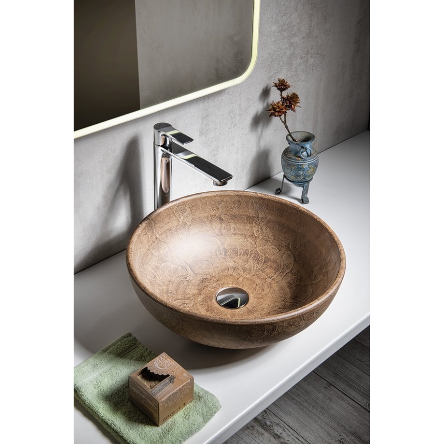 Sapho - PRIORI Countertop Basin Ø 41 cm, Ceramic/Brown