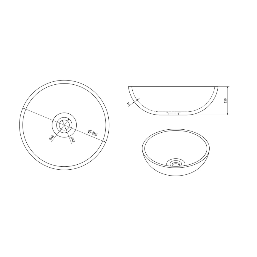 Sapho - PRIORI Countertop Basin Ø 41 cm, Ceramic/Brown