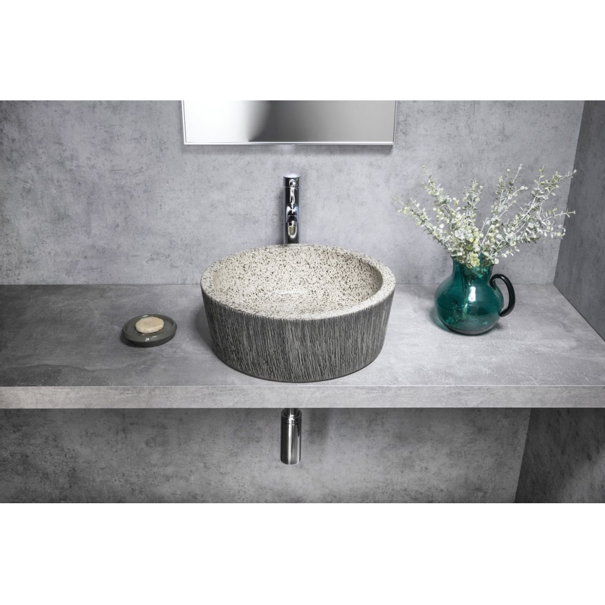 Sapho - PRIORI Countertop Basin, Ø 41 cm, White/Gray