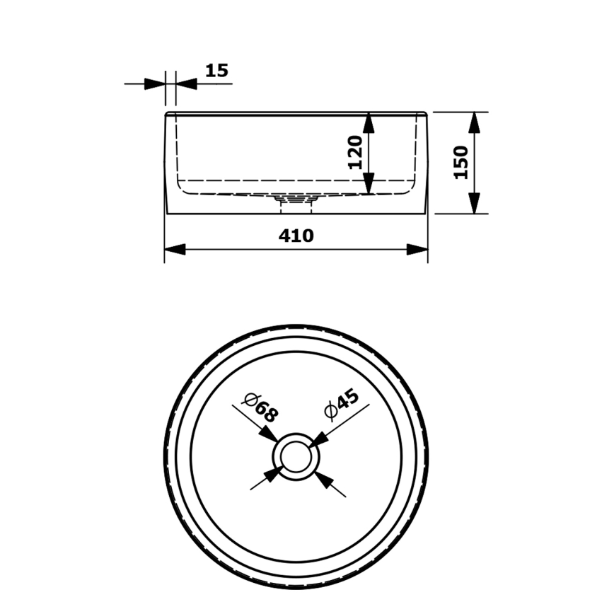 Sapho - PRIORI Countertop Basin, Ø 41 cm, White/Gray
