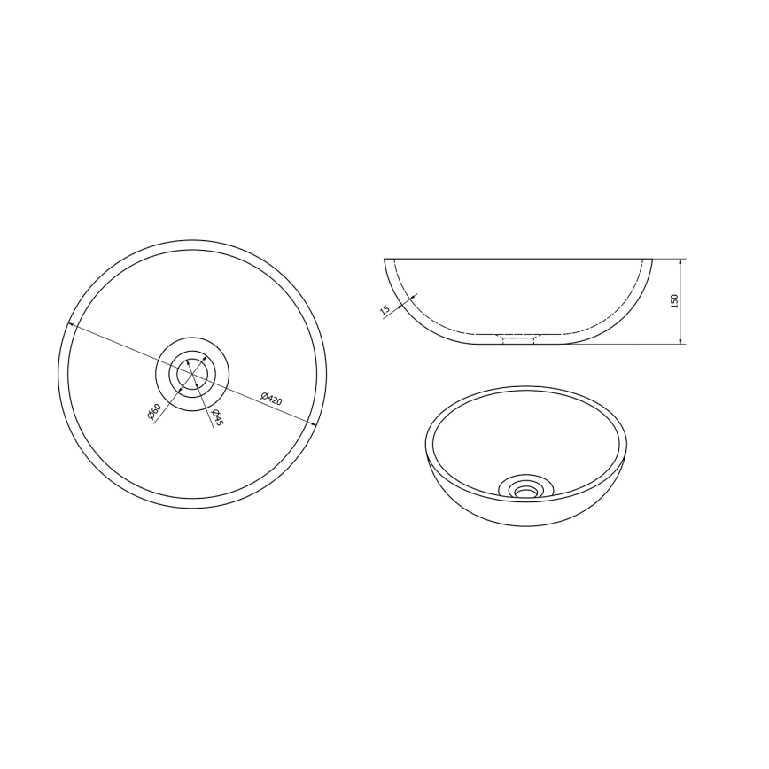 Sapho - PRIORI Countertop Basin Ø 42 cm, Ceramic/Green