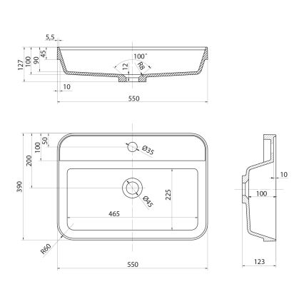 Sapho - Recessed washbasin 55x39 cm ceramic/white