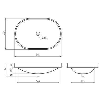 Sapho - Recessed washbasin LIMA 60x40 cm ceramic/white