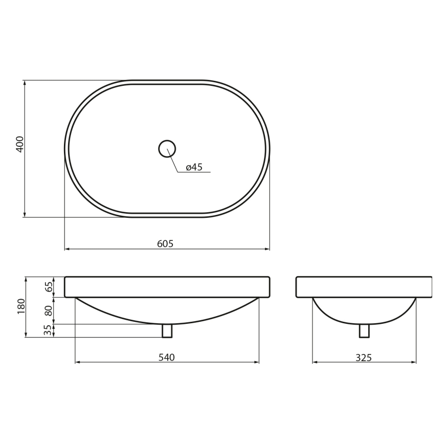 Sapho - Recessed washbasin LIMA 60x40 cm ceramic/white