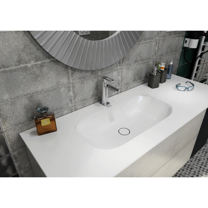 Sapho - Recessed washbasin ROCKSTONE 67x35.5 cm matte white