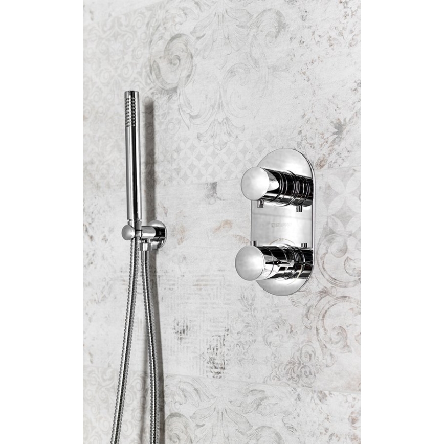 Sapho - Round fixed shower holder with outlet/shiny chrome