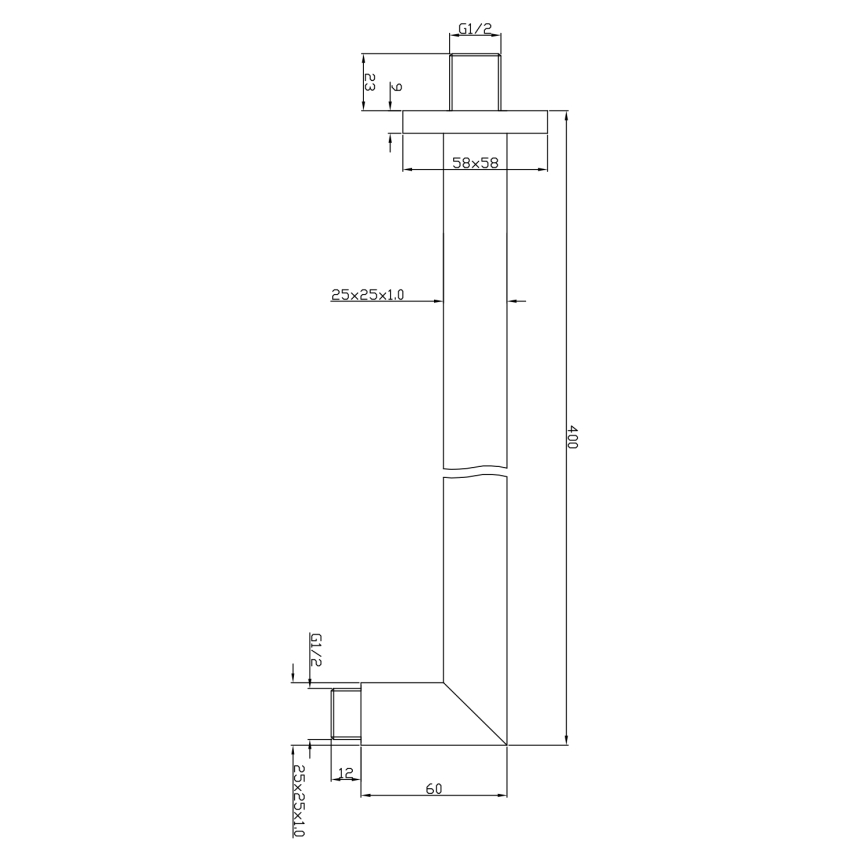 Sapho - Shower arm angular 40 cm shiny chrome