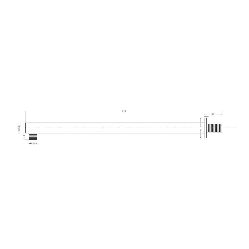 Sapho - Shower arm angular 44 cm shiny chrome
