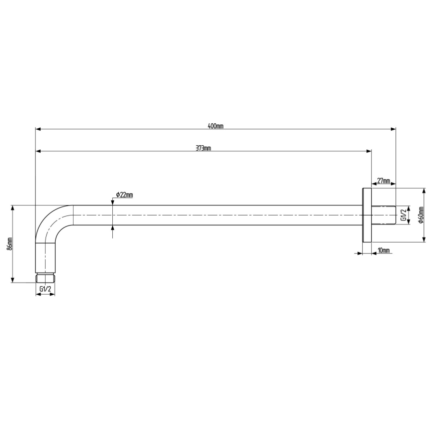 Sapho - Shower arm round 40 cm matte black