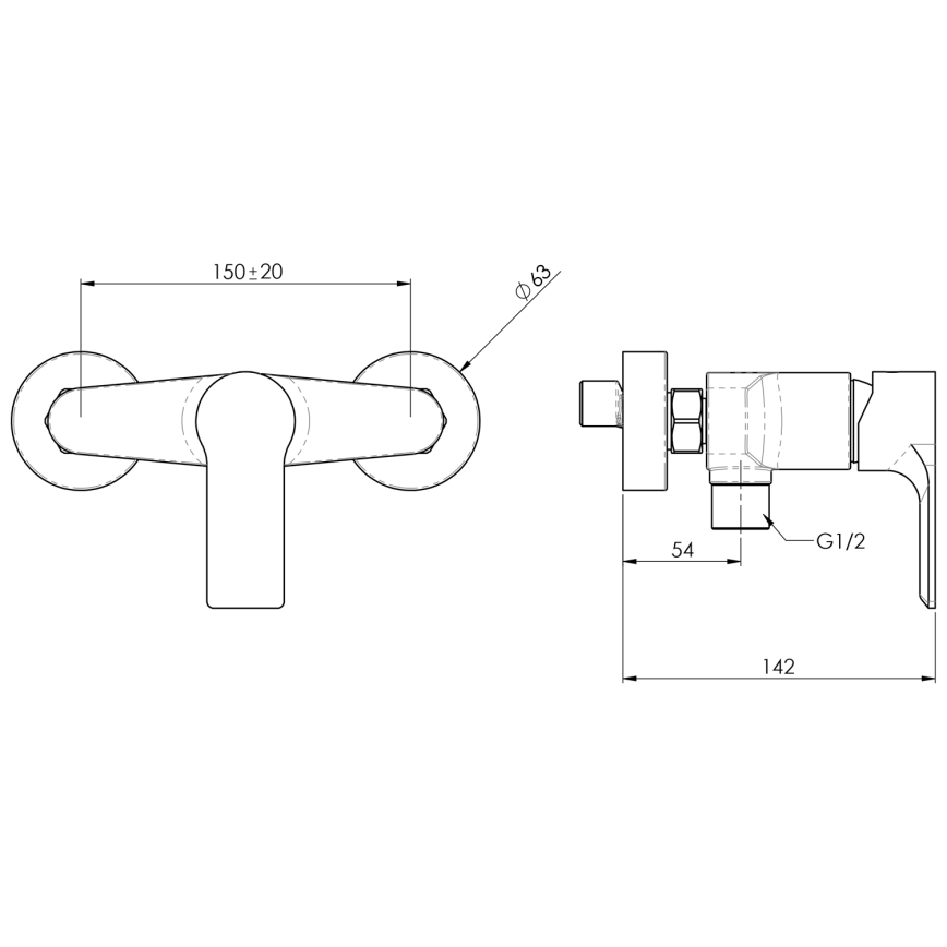 Sapho - Shower tap PAX matte black