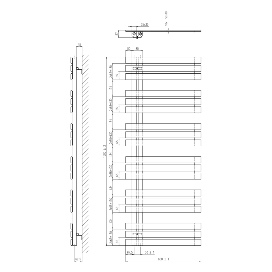 Sapho - SILVANA Bathroom Radiator 680 W / 230 V, 60 × 150 cm, White
