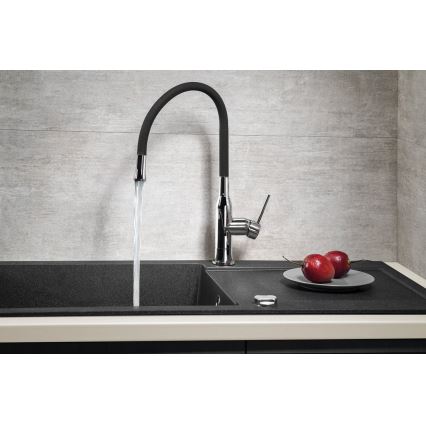 Sapho - Sink tap with flexible arm SILI black/brass