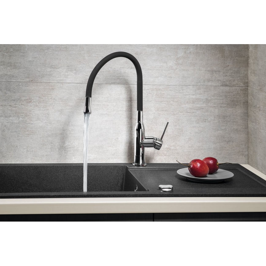 Sapho - Sink tap with flexible arm SILI black/brass