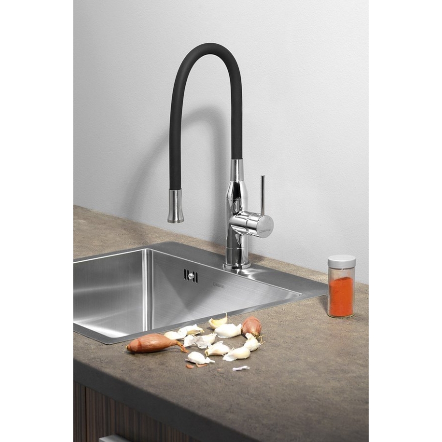Sapho - Sink tap with flexible arm SILI black/brass