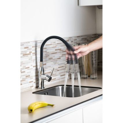 Sapho - Sink tap with flexible arm SILI black/brass