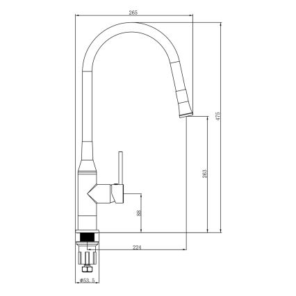 Sapho - Sink tap with flexible arm SILI black/brass