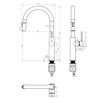 Sapho - Sink tap with pull-out sprayer FLAWO matte black