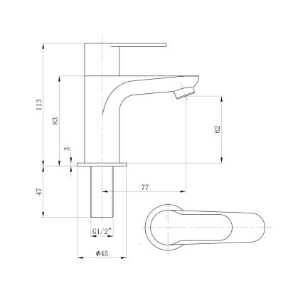 Sapho - SMALL Washbasin Mixer 11,3 cm Polished Chrome