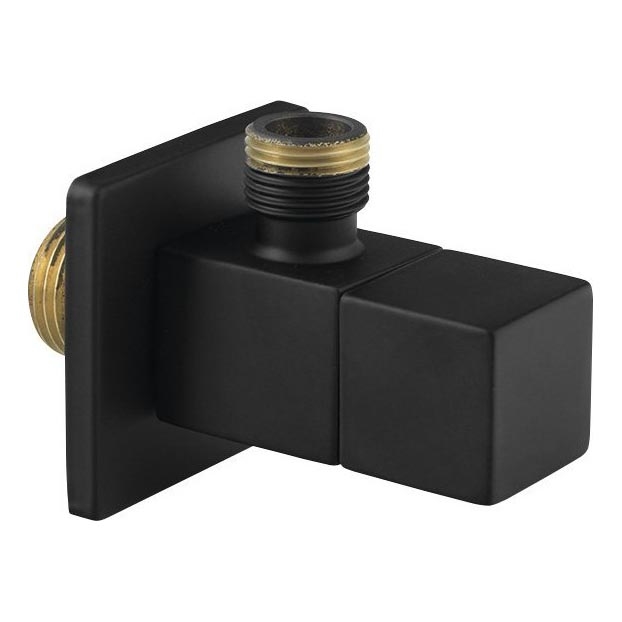 Sapho - Square Angle Valve with Escutcheon, Matte Black