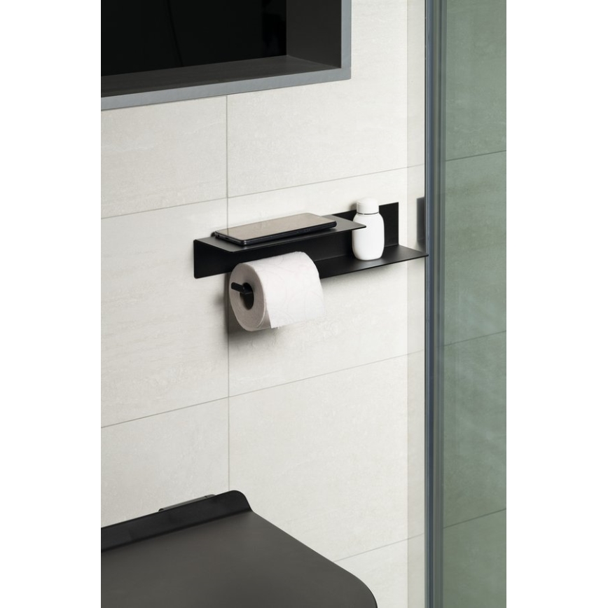 Sapho - Toilet Paper Holder with Shelf 9,5x35 cm Matte Black