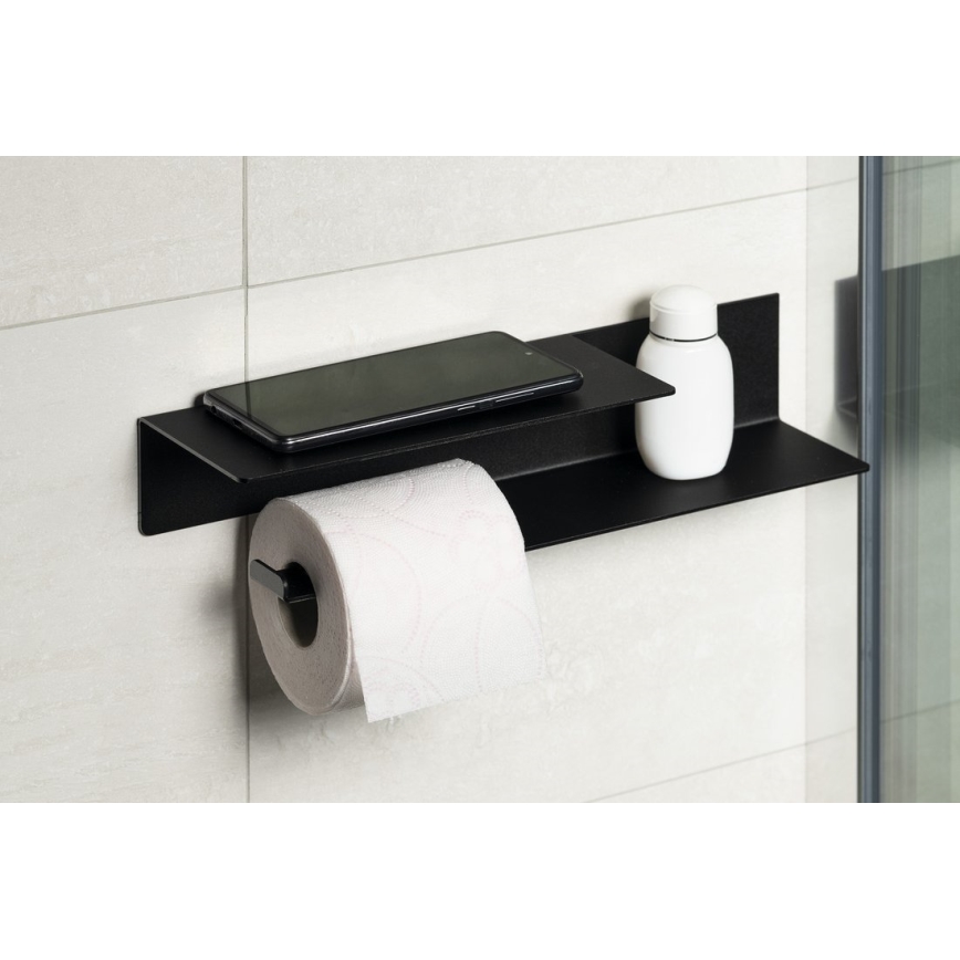Sapho - Toilet Paper Holder with Shelf 9,5x35 cm Matte Black