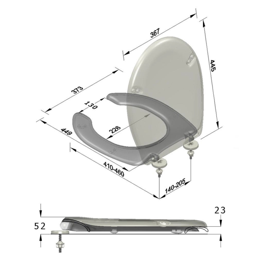 Sapho - Toilet seat for people with disabilities, white/duroplast