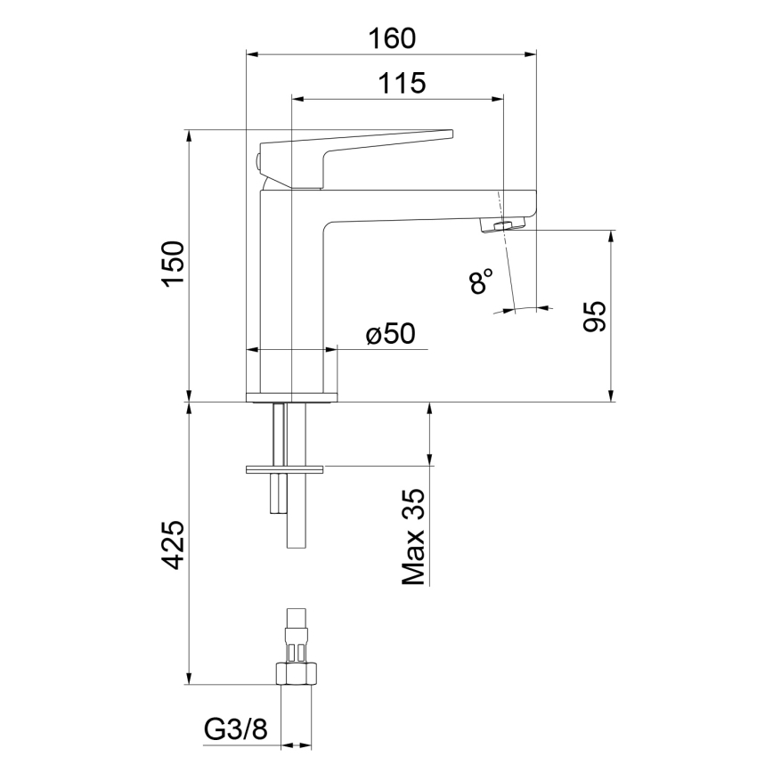Sapho - TURSI 15 cm Basin Mixer, Polished Chrome
