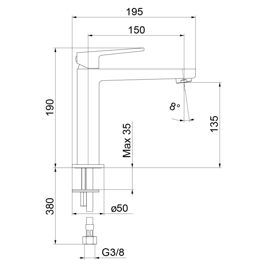 Sapho - TURSI 19 cm Matte Black Basin Mixer