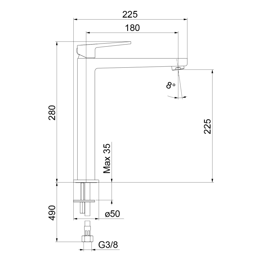 Sapho - TURSI 28 cm Matte Black Basin Mixer