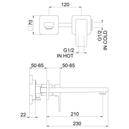 Sapho - TURSI Basin Mixer for Concealed Installation, Polished Chrome