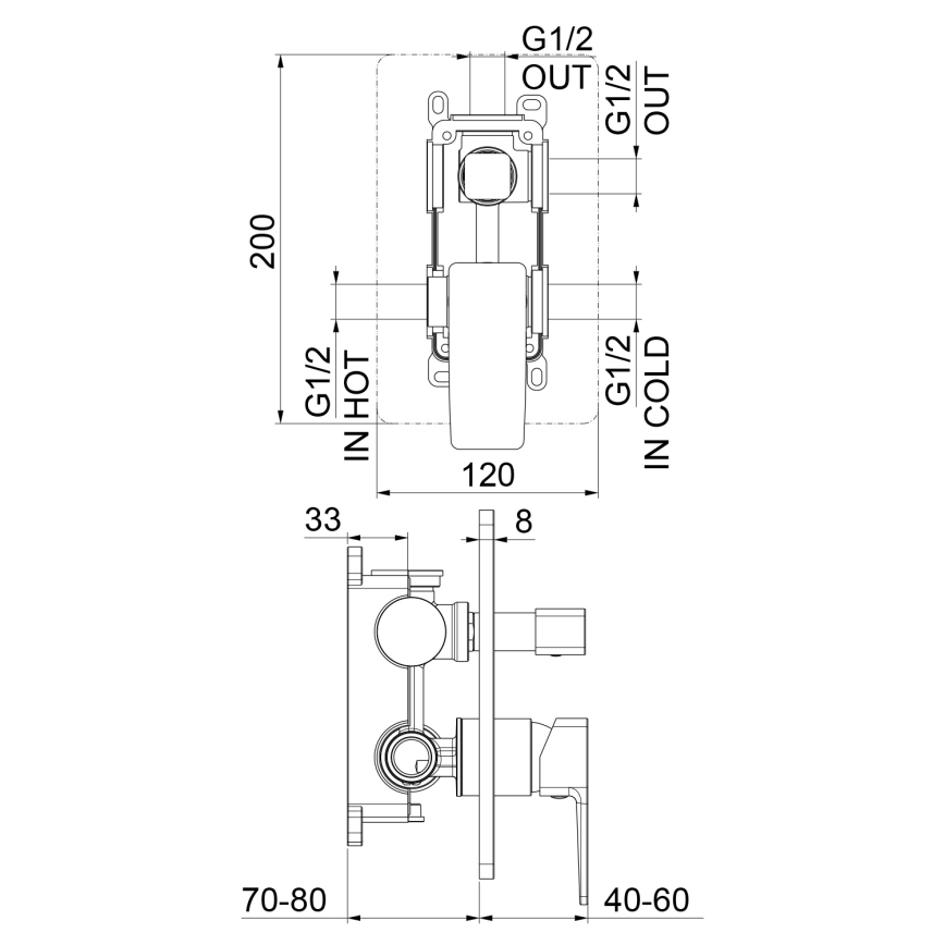 Sapho - TURSI Concealed Shower Mixer, Polished Chrome