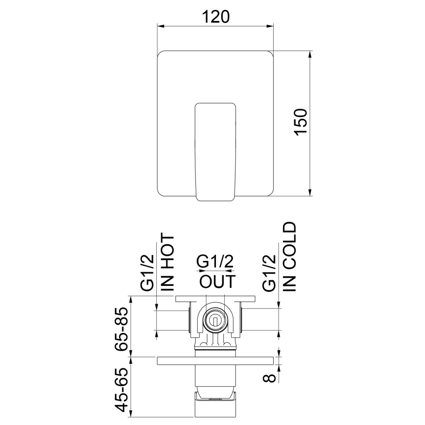 Sapho - TURSI Concealed Shower Mixer, Polished Chrome