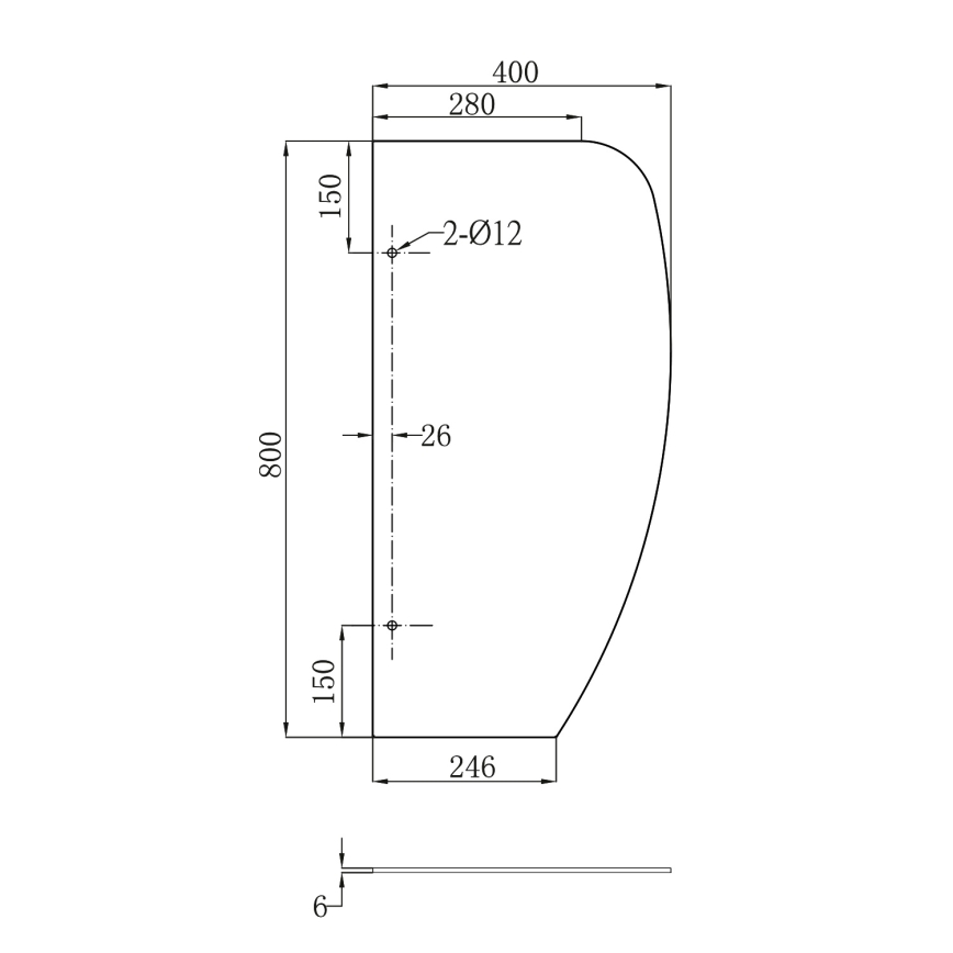 Sapho - Urinal Partition 40x80 cm Frosted Glass