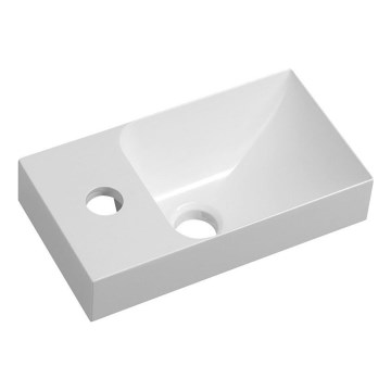 Sapho - Wall-hung basin PICCOLINO 31x17 cm left-hand/cast marble/white