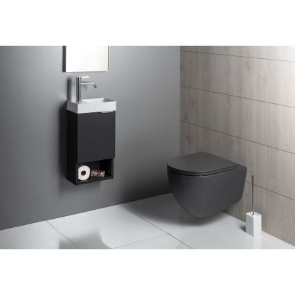 Sapho - Wall-hung basin PICCOLINO 31x17 cm left-hand/cast marble/white
