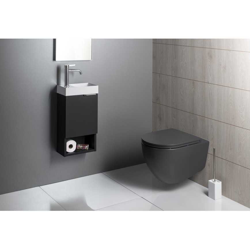 Sapho - Wall-hung basin PICCOLINO 31x17 cm left-hand/cast marble/white