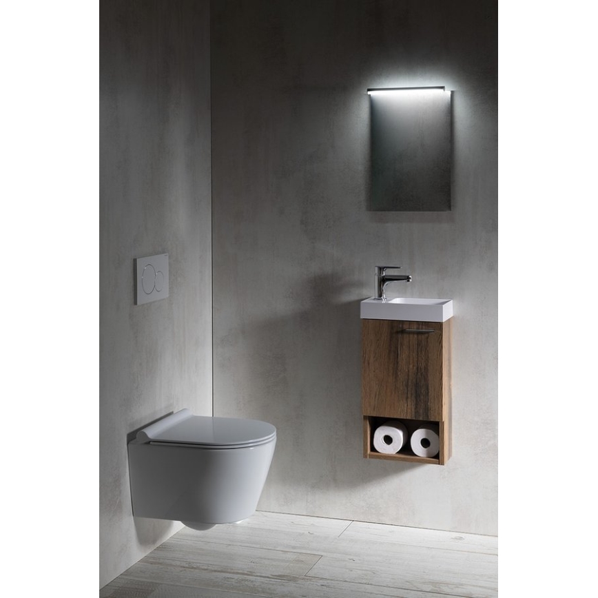 Sapho - Wall-hung basin PICCOLINO 31x17 cm left-hand/cast marble/white