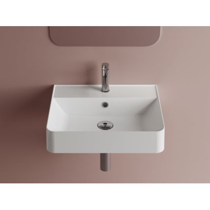 Sapho - Wall-hung washbasin 50x40 cm cast marble/white