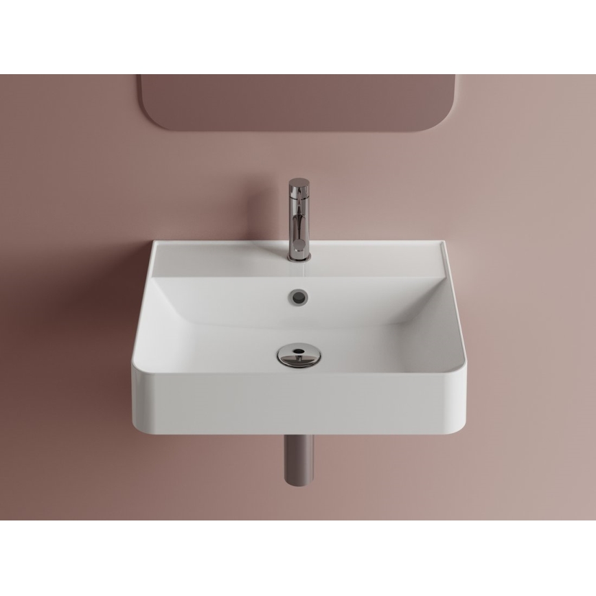 Sapho - Wall-hung washbasin 50x40 cm cast marble/white