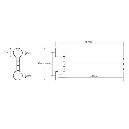 Sapho - Wall-mounted swivel towel rack X-ROUND 19.5x45 cm polished chrome