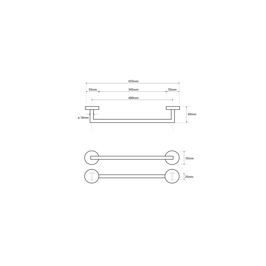 Sapho - Wall-mounted towel rail X-ROUND 6.5 x 65.5 cm polished chrome