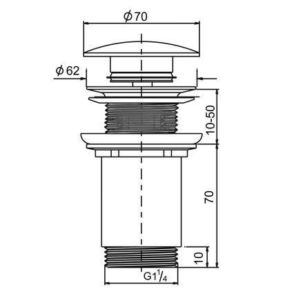 Sapho - Washbasin drain Ø 7 cm matte black/polished chrome