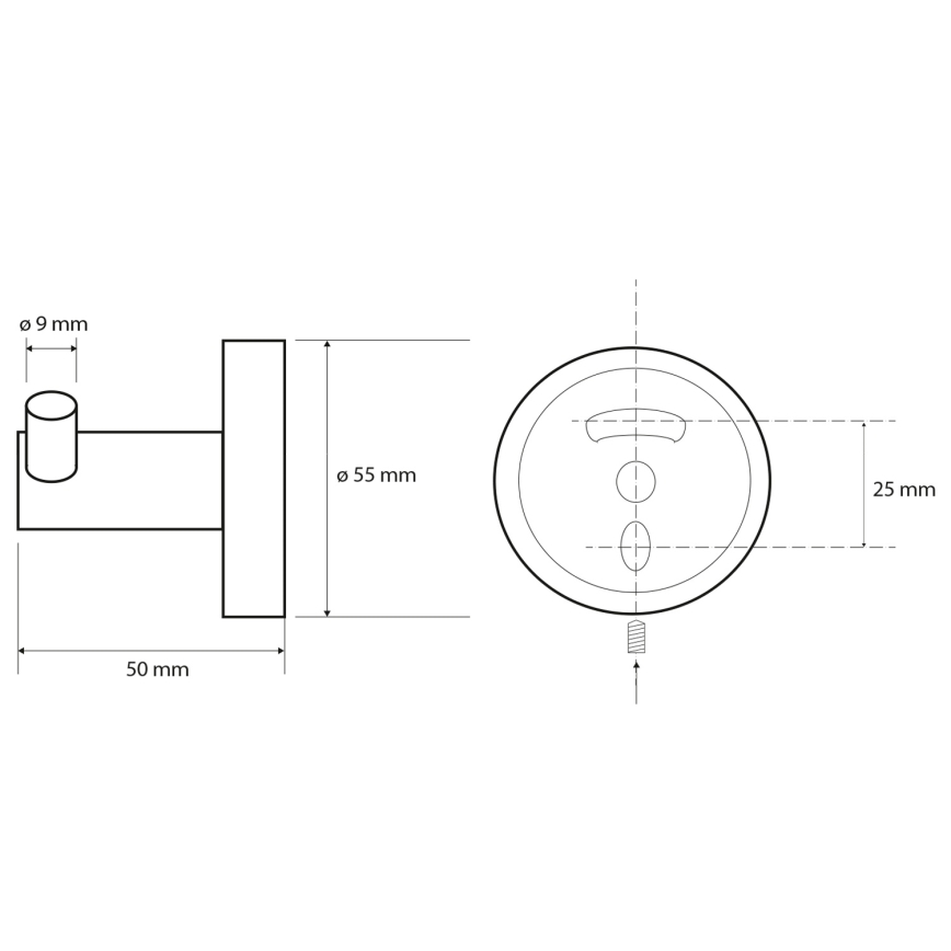 Sapho X-ROUND Double Wall-Mounted Hook, 5 x 5.5 cm, Black