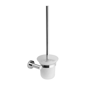 Sapho - X-ROUND Wall-Mounted Toilet Brush, Frosted Glass/Polished Chrome