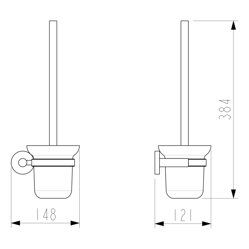 Sapho - X-ROUND Wall-Mounted Toilet Brush, Frosted Glass/Polished Chrome