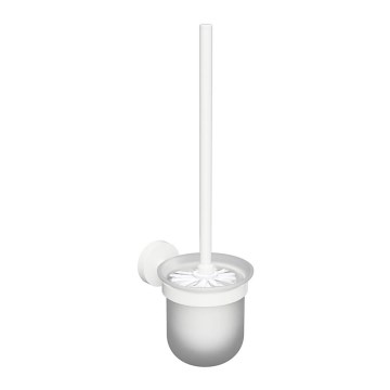 Sapho - X-ROUND Wall-Mounted Toilet Brush, Frosted Glass/White