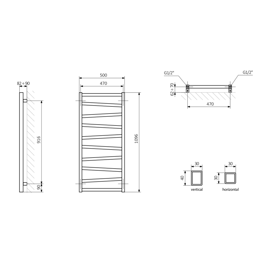 Sapho - ZIG Bathroom Radiator 110 x 50 cm, White