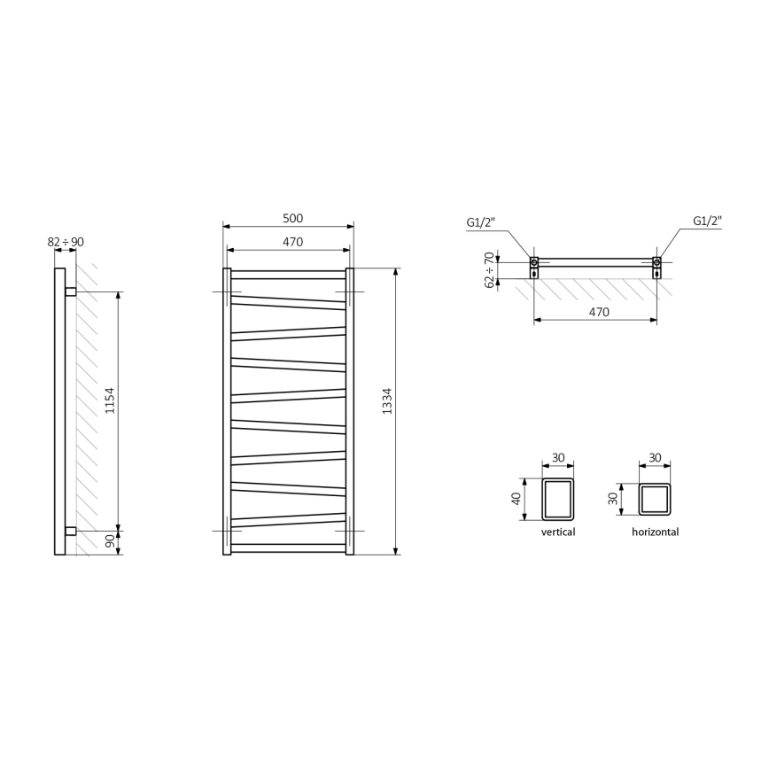 Sapho - ZIG Bathroom Radiator 133x50 cm White