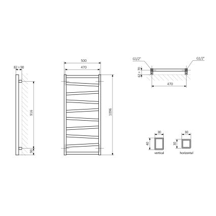 Sapho - ZIG Bathroom Radiator 406W/230V 50x110 cm Anthracite